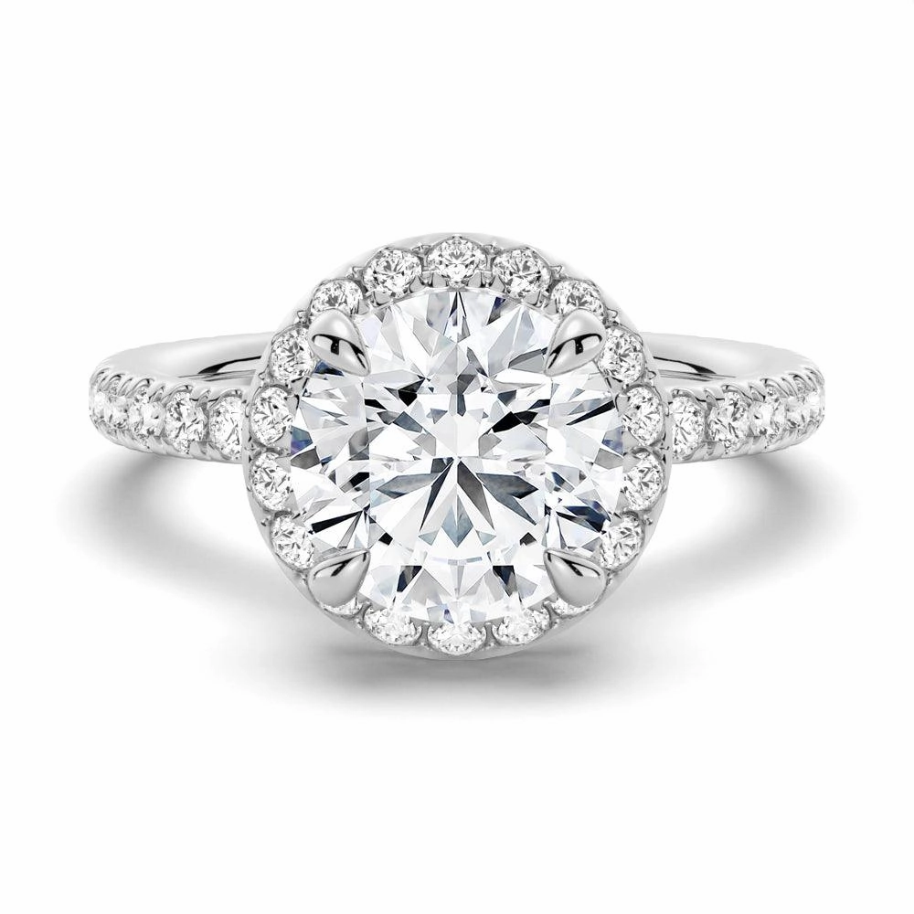Round Brilliant Micropav?? Halo Moissanite Engagement Ring Daily Structure