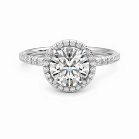 Timeless Product fashion lover Round Halo Moissanite Engagement Ring with Hidden Anniversary Stone Accent