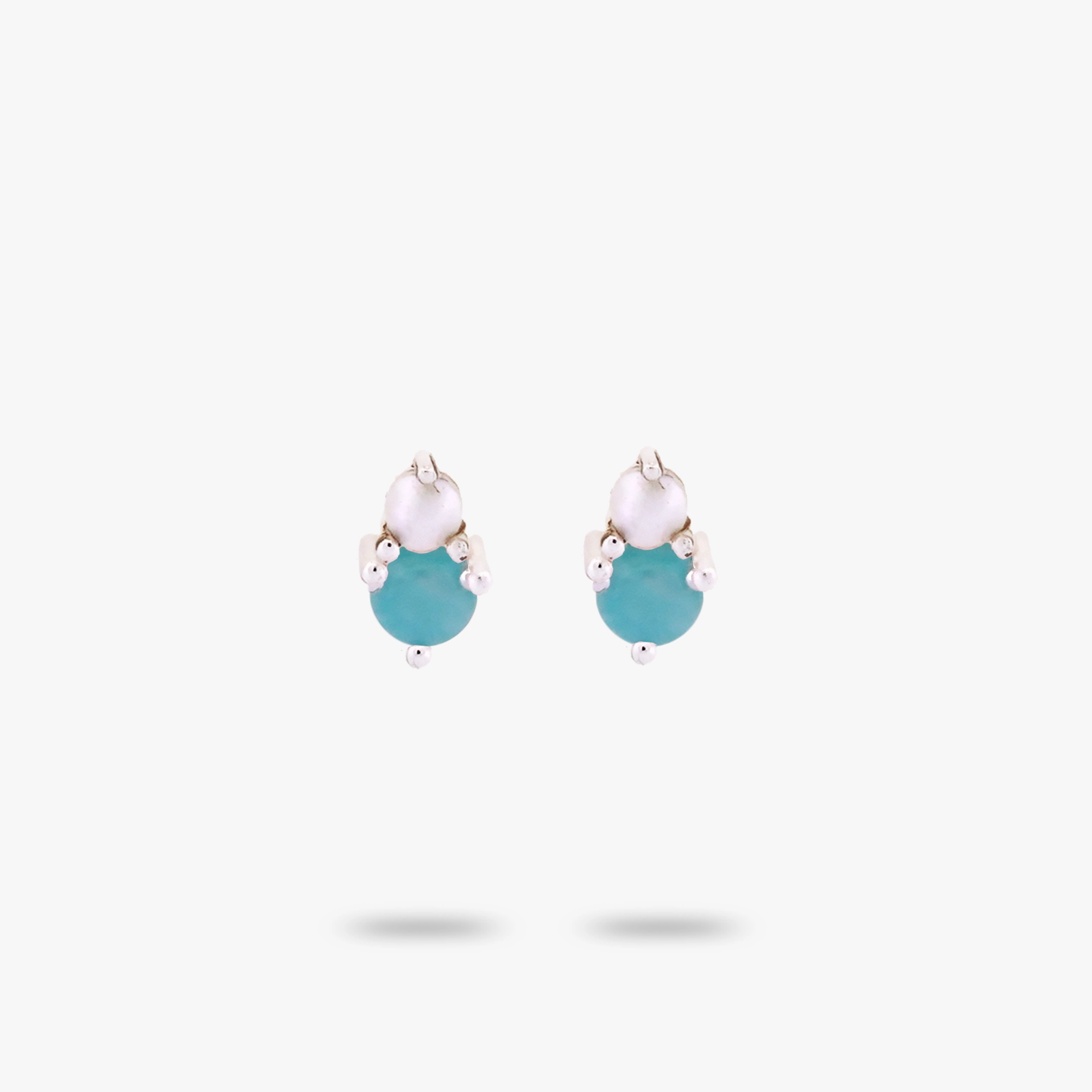Amare Wear Petite Amazonite with Freshwater Pearl Stacked Stud Earring Decorative Aesthetic Dull Decoration