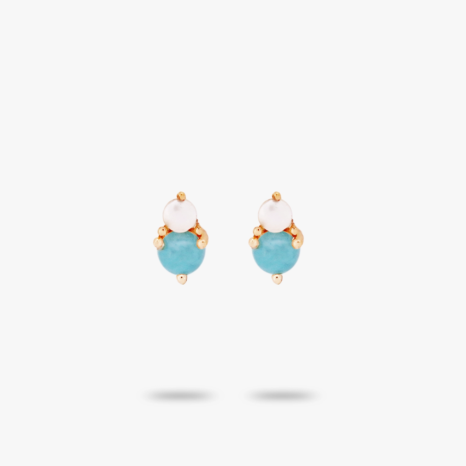 Corporate Accessory Amare Wear Petite Amazonite with Freshwater Pearl Stacked Stud Earring