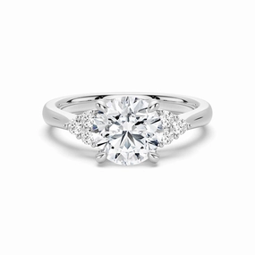 Round Moissanite Promise Ring with Tapered Side Accents Luxury Finish
