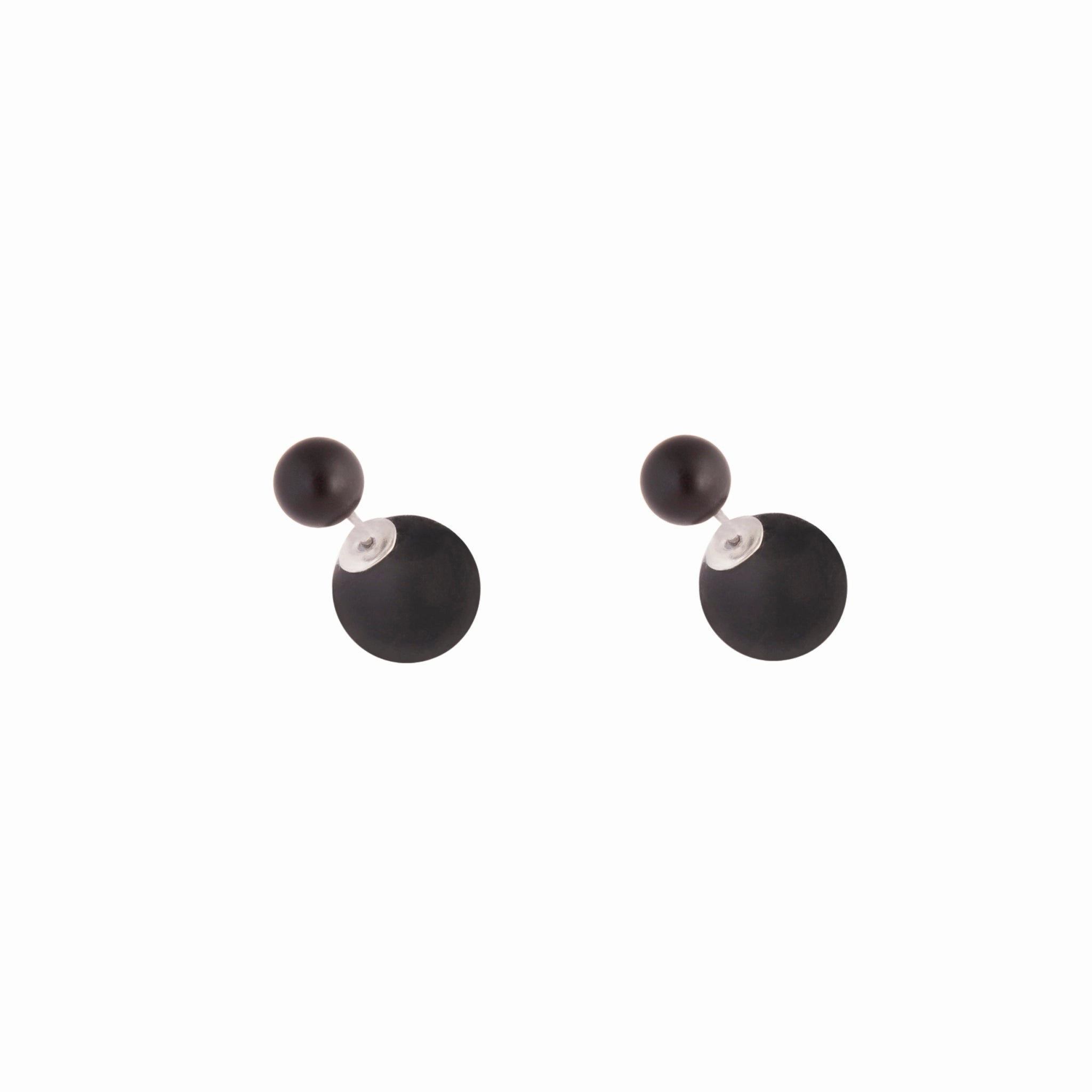 Silver Black Round Sandwich Stud Earrings Star-Shaped Jewelry Splendid Trinket