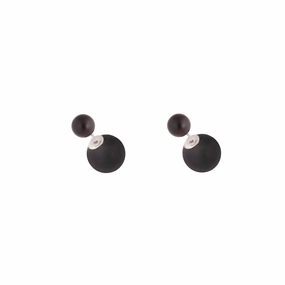 Silver Black Round Sandwich Stud Earrings Star-Shaped Jewelry Splendid Trinket