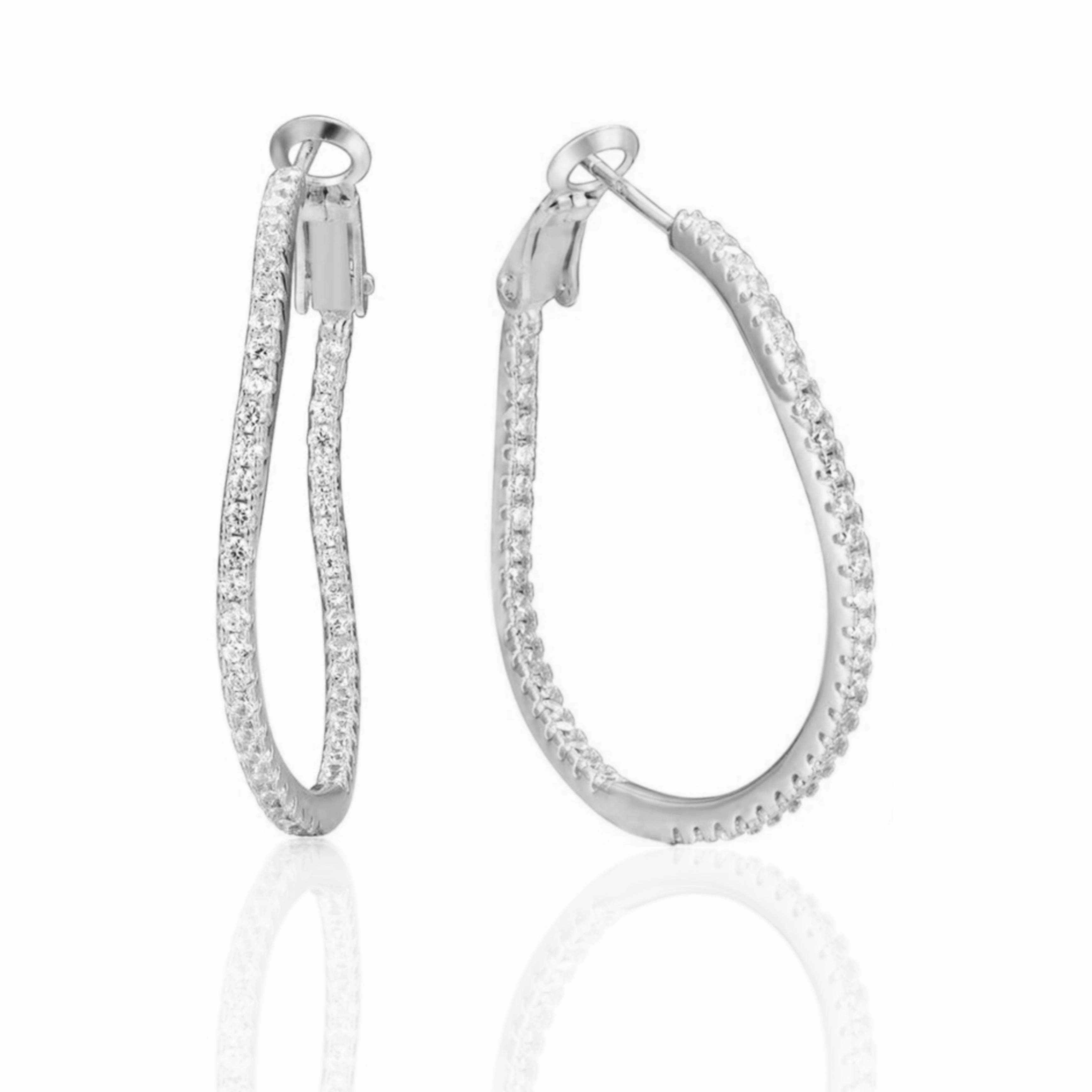 Round Wavy CZ Inside Out Hoop Earrings Affordable Creation Dainty Trinket