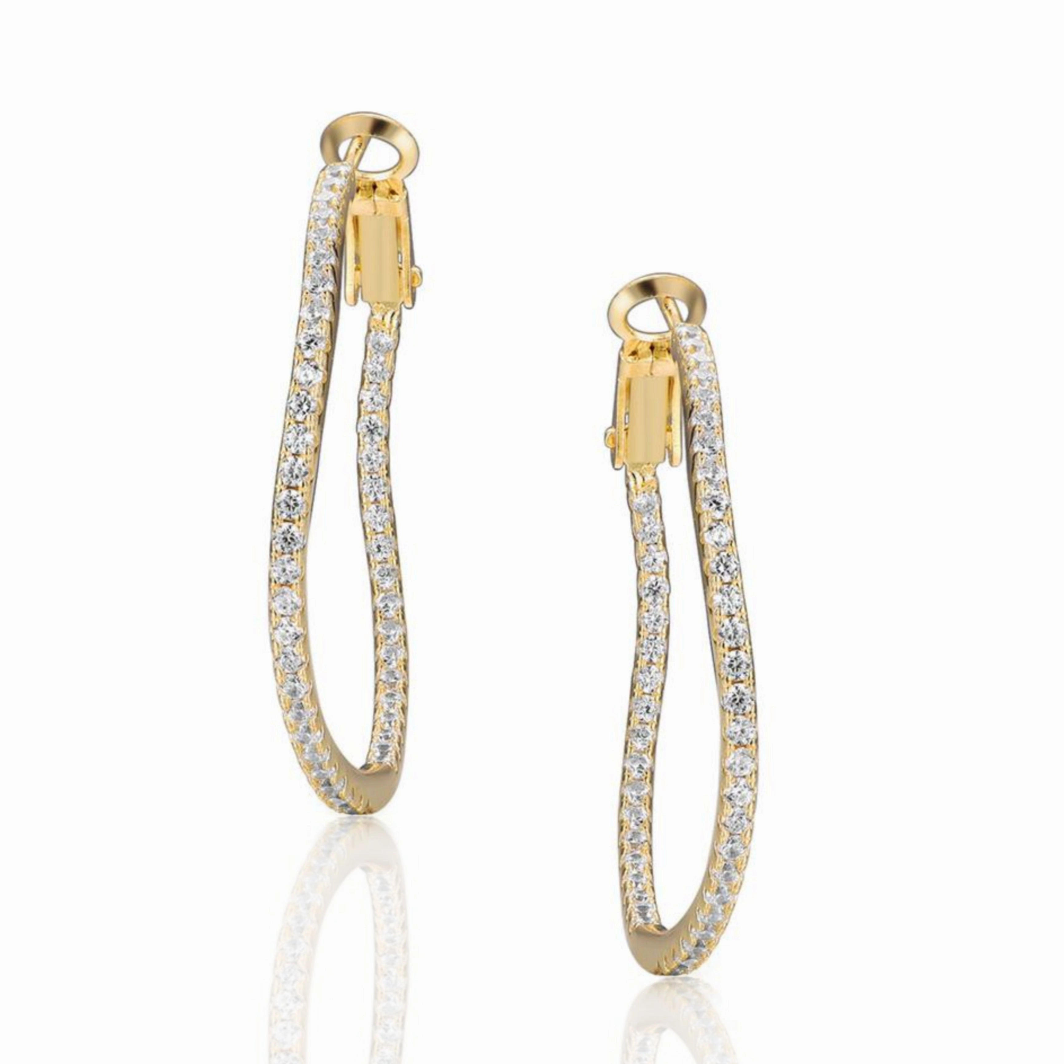 Dull Trinket Affordable Essential Round Wavy CZ Inside Out Hoop Earrings