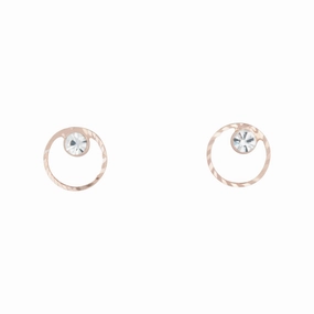 Elegant Jewelry Rose Gold Circle Geo Diamante Stud Earrings