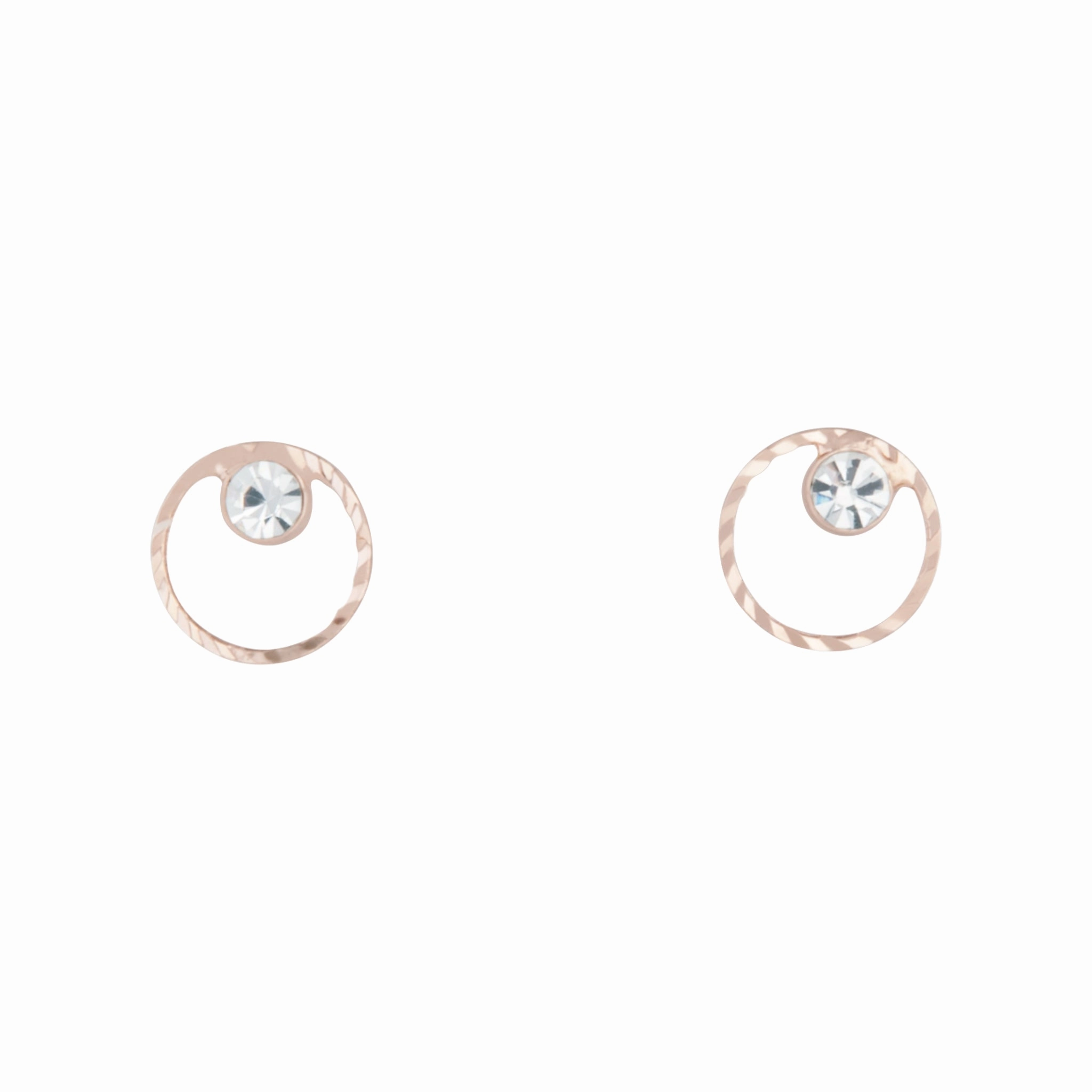 Elegant Jewelry Rose Gold Circle Geo Diamante Stud Earrings