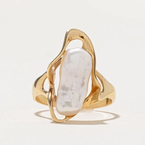 Baroque Pearl Abstract Ring | SZ 6.5 Seasonal Sparkle Dainty Design