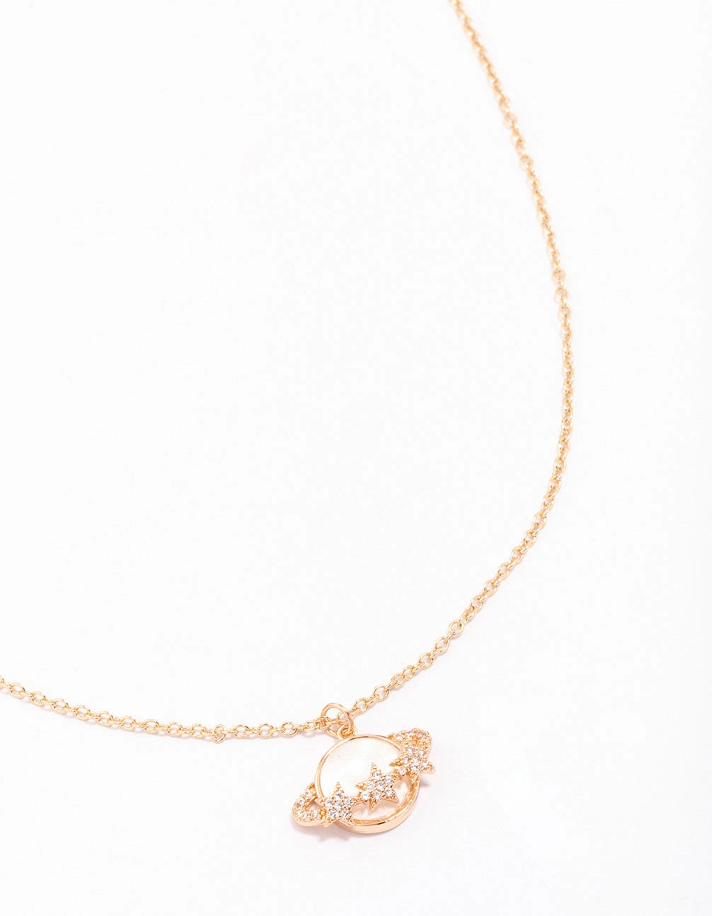 Gold Planet Shell Pendant Necklace Winter Holiday Accessory Beaded Strand