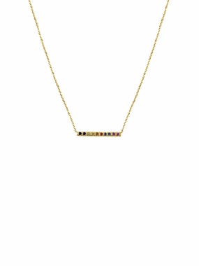 14K Gold Mini Micro pave Sapphire Bar Necklace Refined Accent Locket Item