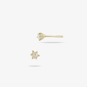 Charming Jewelry Design 14k Solid Gold Gray Diamond Solitaire Stud Earrings