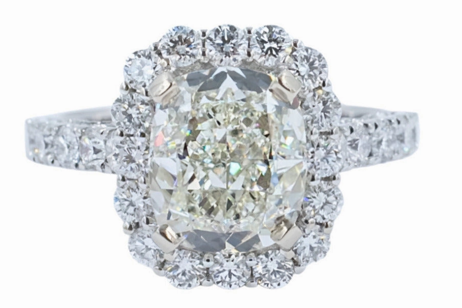 4.02 ct 5.17 ctw Cushion Cut Diamond Engagement Ring 18k white gold Robust design Daily Gift