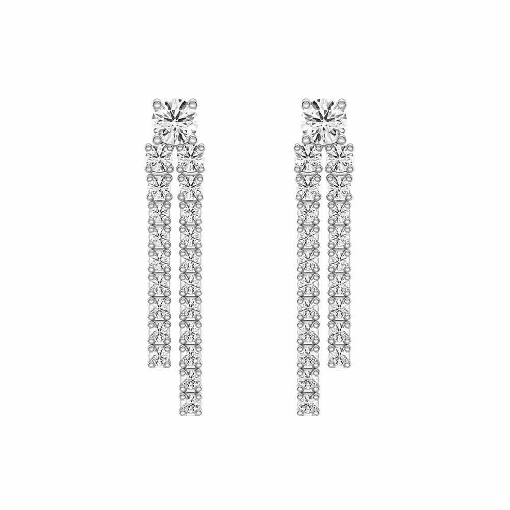 Polished Design premium design Dynamic Stud Earrings with Tremble Diamond Fringe Drops