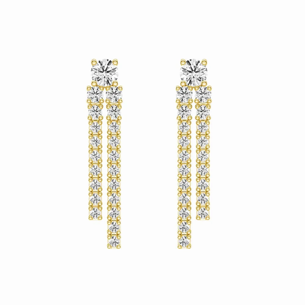 Dynamic Stud Earrings with Tremble Diamond Fringe Drops daily accessory Winter Piece