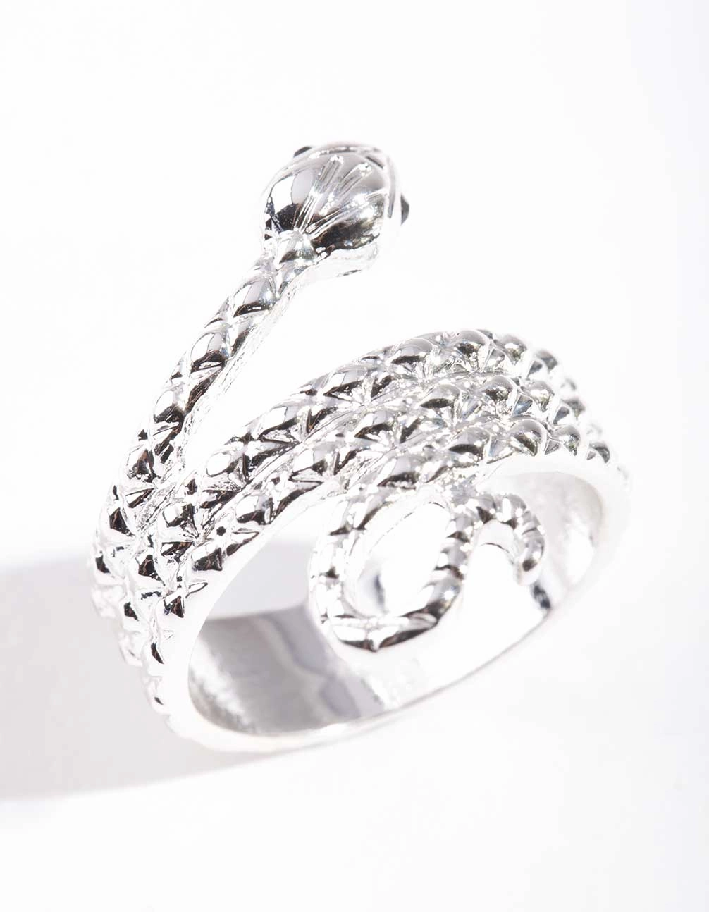 Elegant Look Glamorous Style Silver Etched Snake Ring