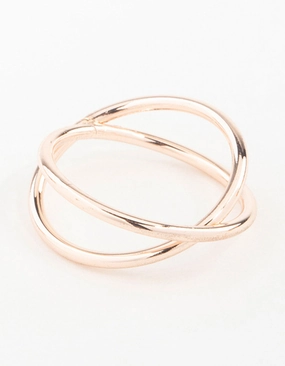 Timeless Style Romantic Adornment Rose Gold Cross Over Ring