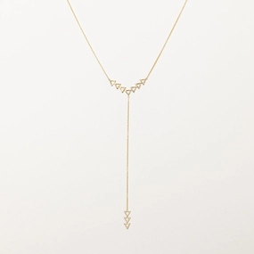 14k Yellow Gold Triangle Lariat Necklace | 20" Minimal Glow