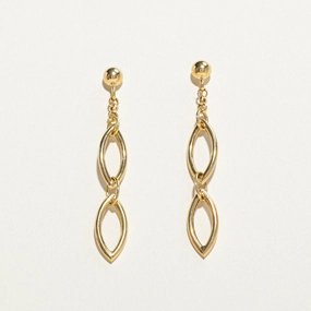 Birthday Present Timeless Pair 18k Yellow Gold Marquise Shaped Drop Earrings