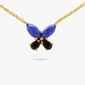 Lapis and Onyx Butterfly Necklace Lustrous Design