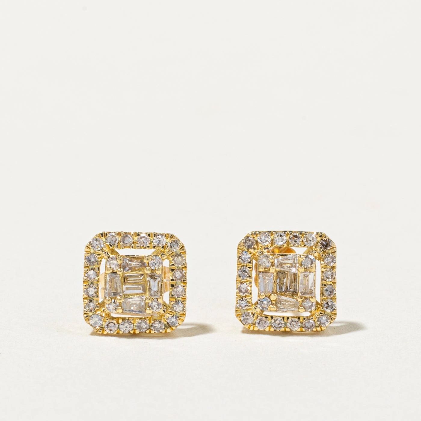 Stylish Touch Evening Glam 18k Mixed Cut Yellow Diamond Cluster Stud Earrings | 0.40ctw