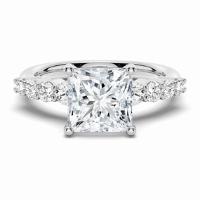 Classic Shared Prong Princess Cut Moissanite Engagement Ring Simple Trinket Traditional Symbol