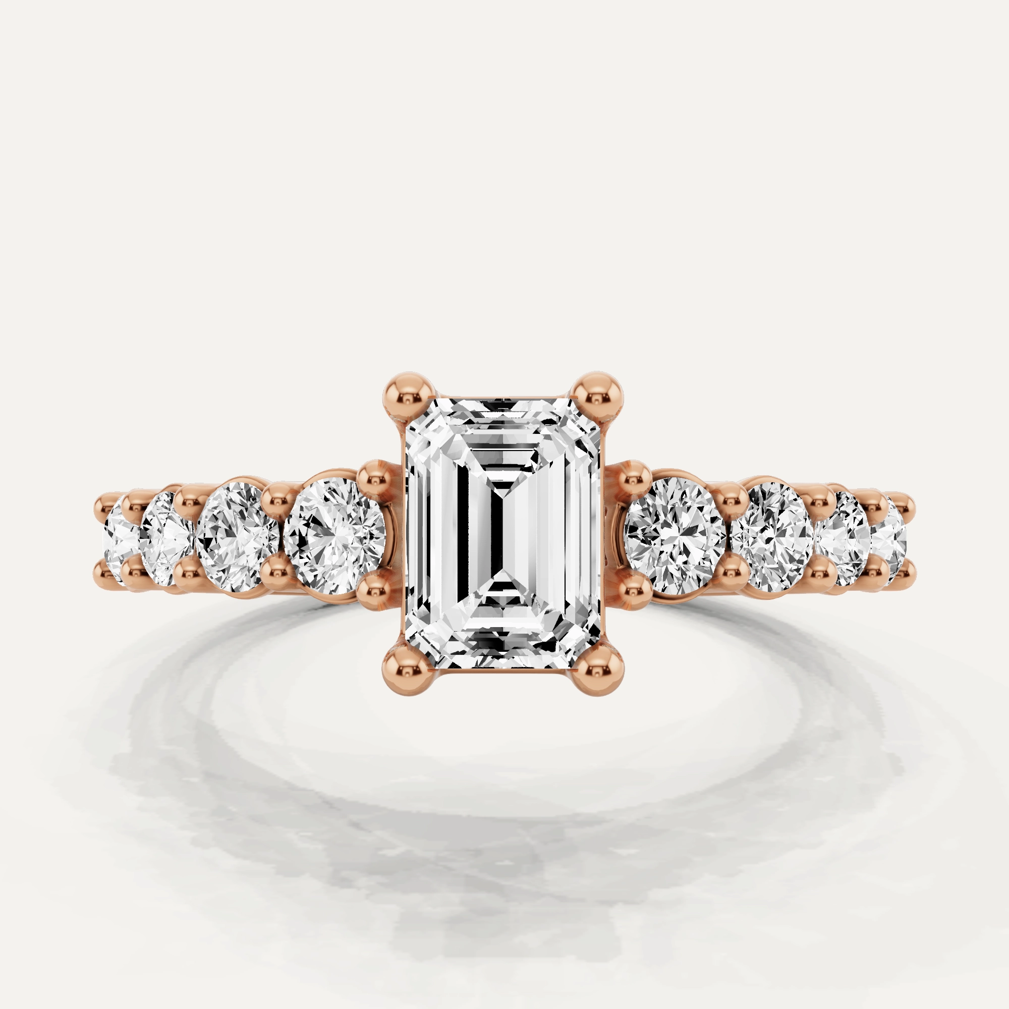 Bold Lines Exclusive Glow 1 1/4 ctw Emerald Diamond Graduating Side Stone Engagement Ring