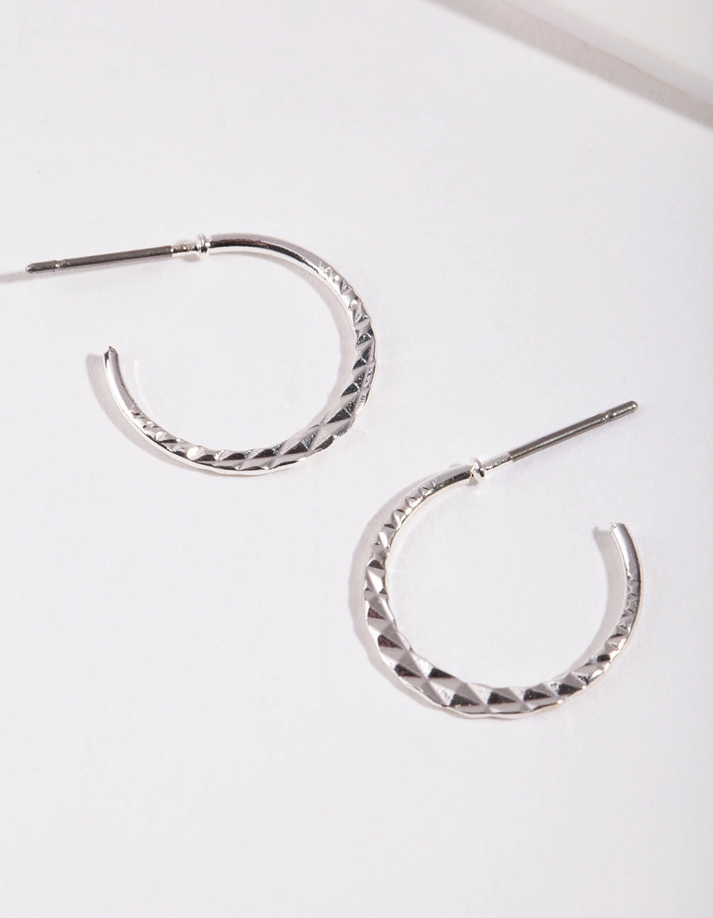 Silver 16MM Beaded Hoop Earrings Square Decoration