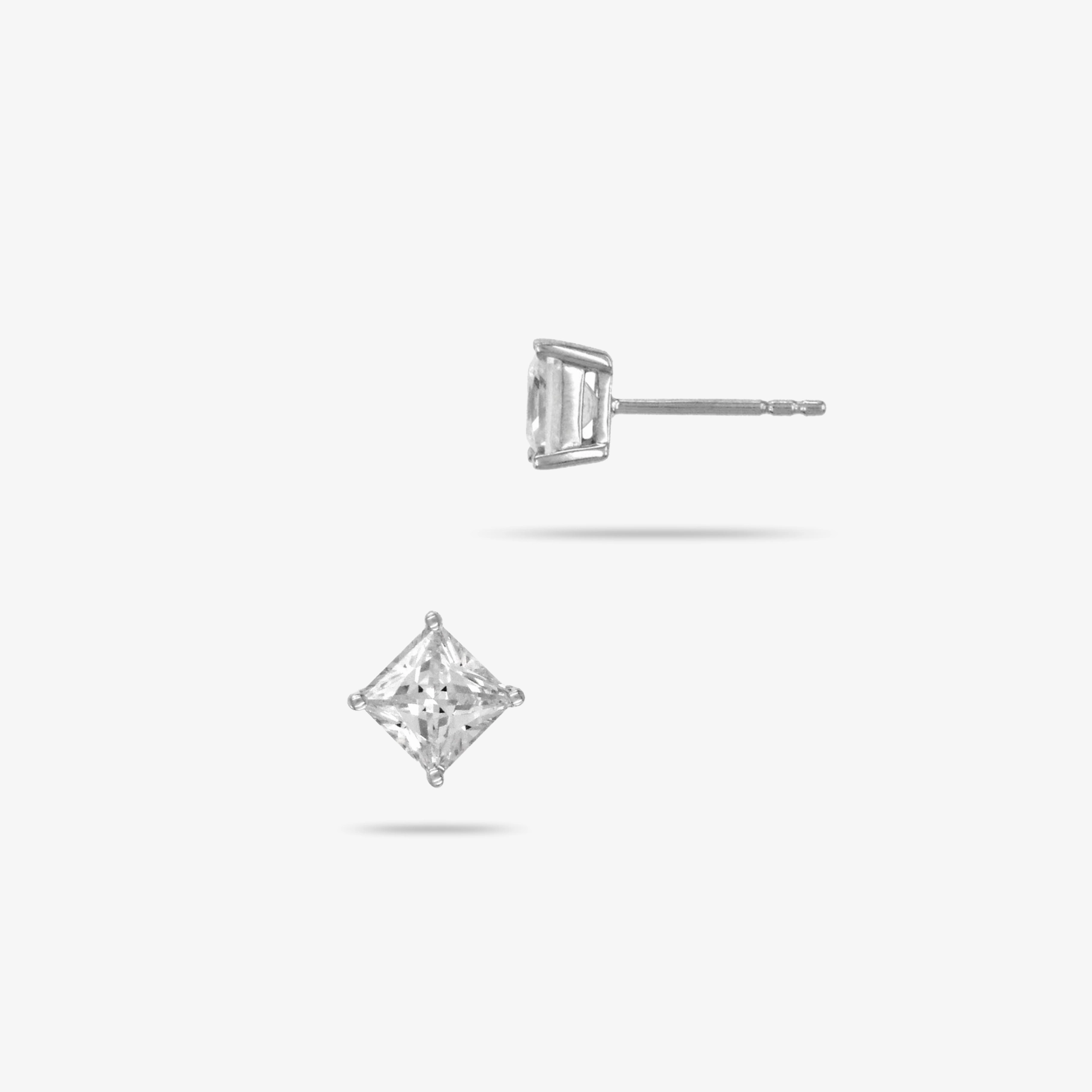 Silver 6mm Cubic Zirconia Square Solitaire Stud Earrings Timeless Pair Holiday Glow
