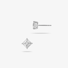 Silver 6mm Cubic Zirconia Square Solitaire Stud Earrings Brilliant Style Premium item