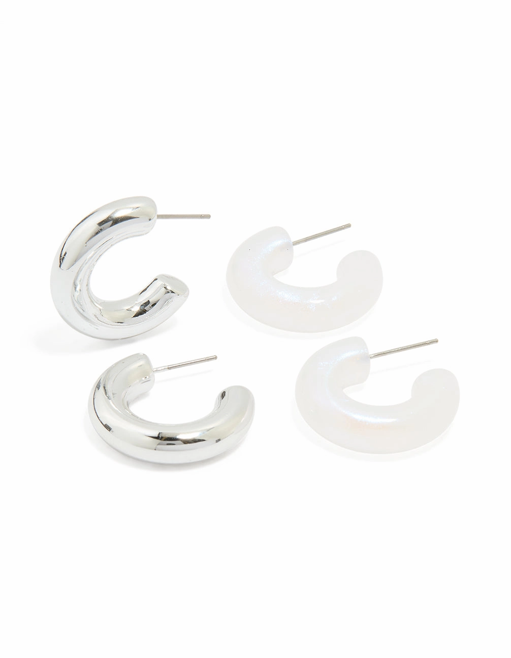 Silver & Acrylic Bubble Hoop Earrings 2-Pack Opulent Ornament