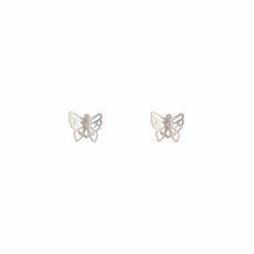 Pastel Item Silver Butterfly Filigree Stud Earrings