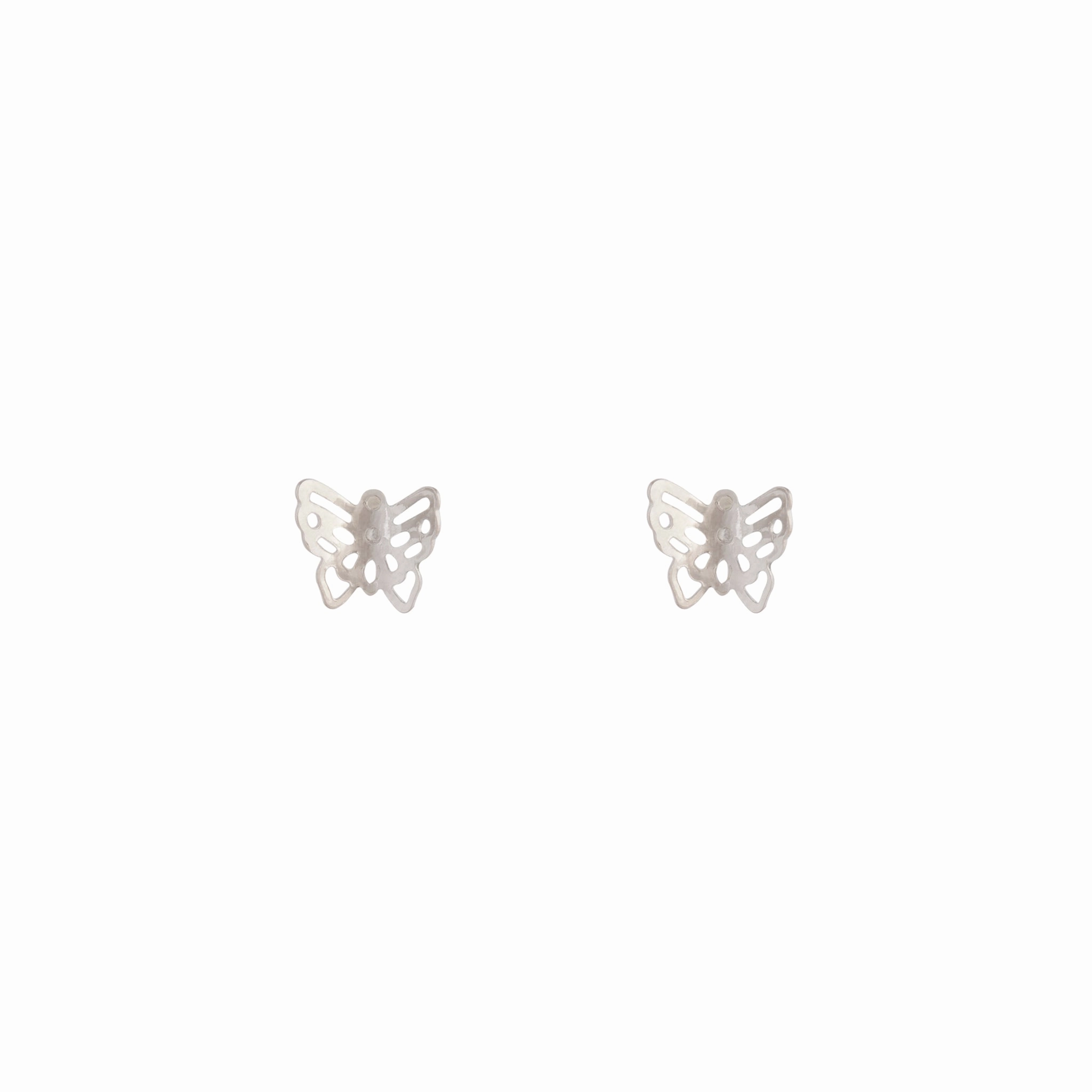 Pastel Item Silver Butterfly Filigree Stud Earrings