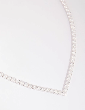 Chic Girl Chic Ornament Silver Cubic Zirconia Cup Chain Pointed Tennis Necklace