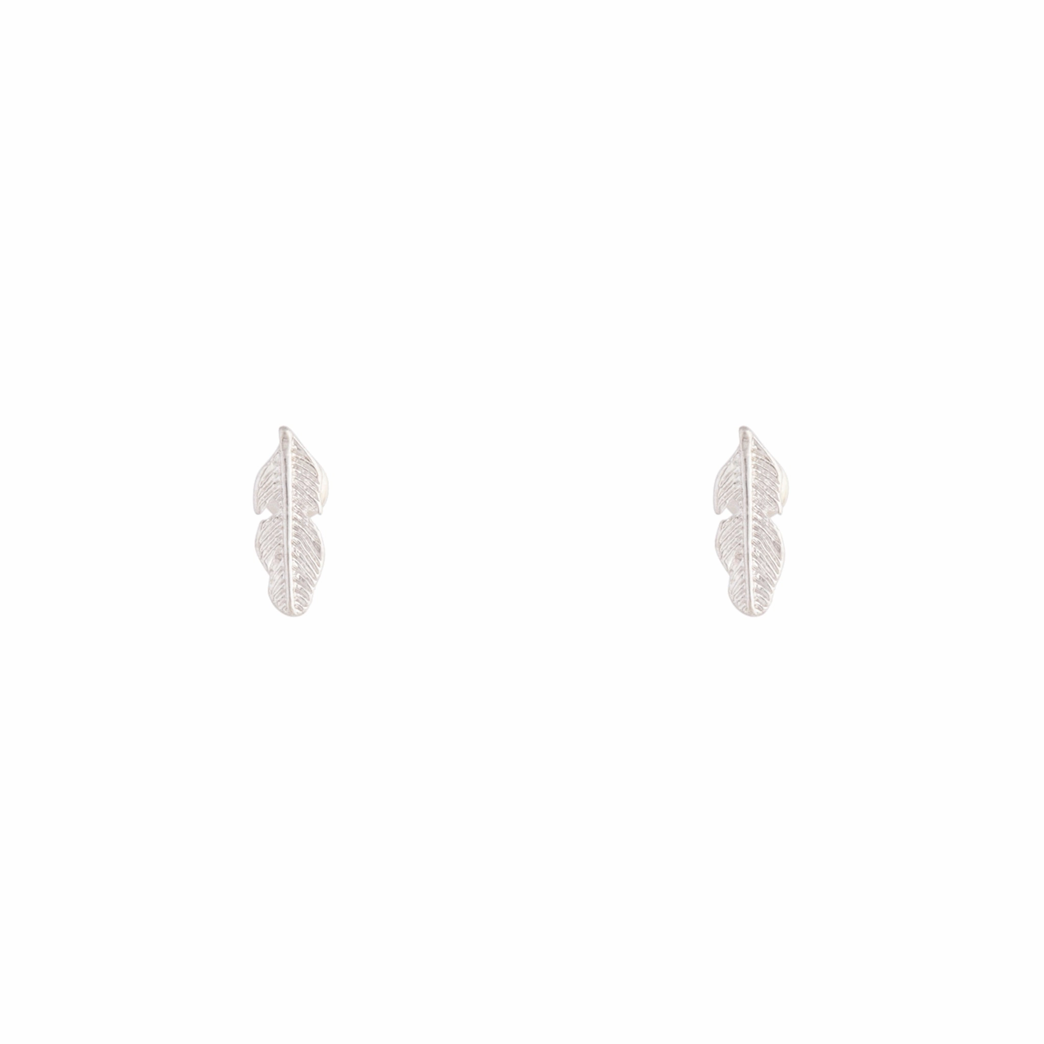 Silver Dainty Leaf Stud Earrings Geometric Piece