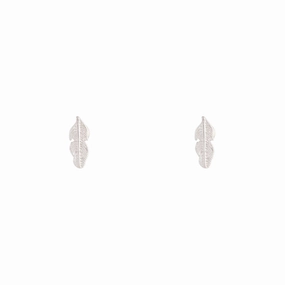 Silver Dainty Leaf Stud Earrings Geometric Piece