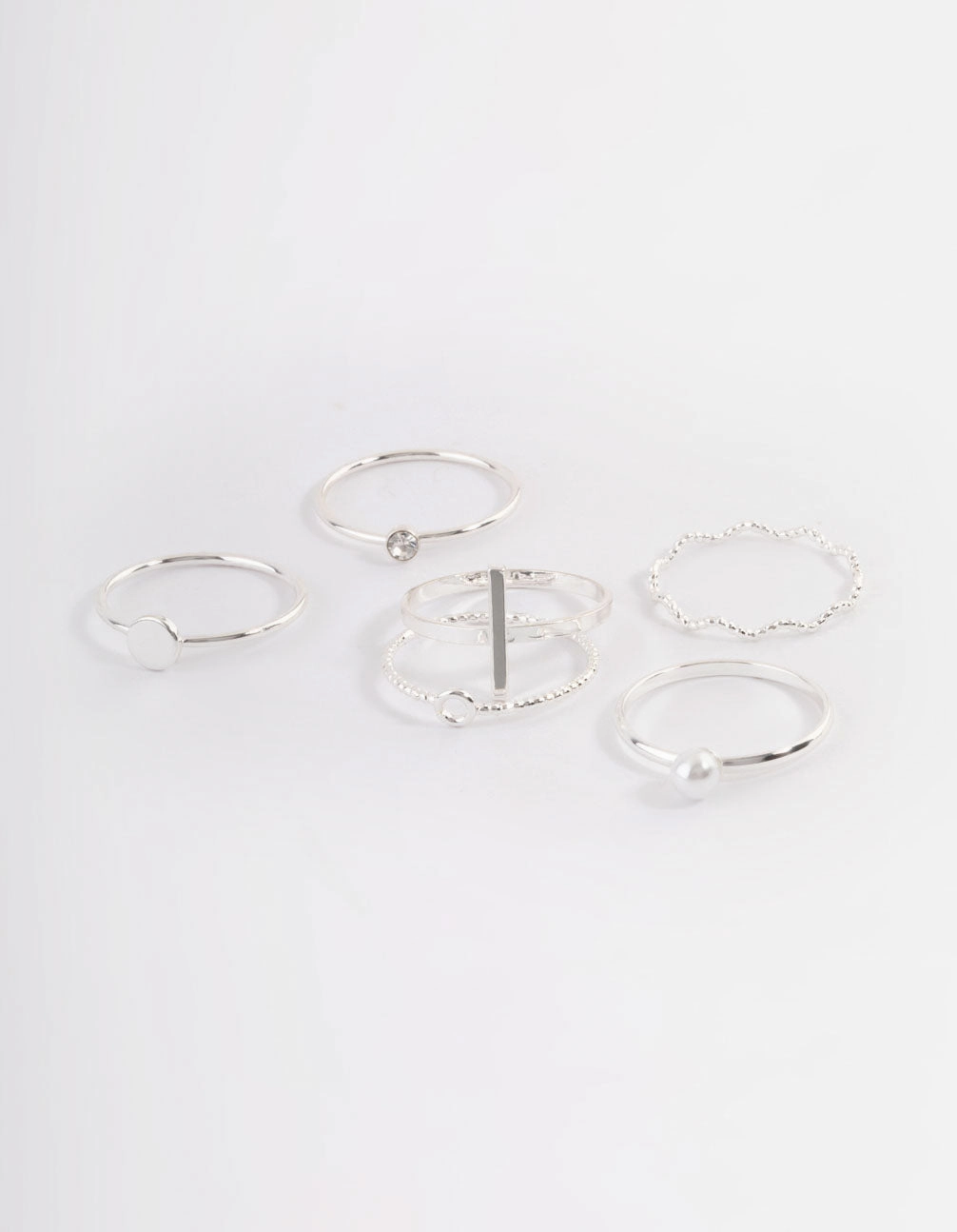 Modern Keepsake Silver Dainty Pearly Ring 6-Pack