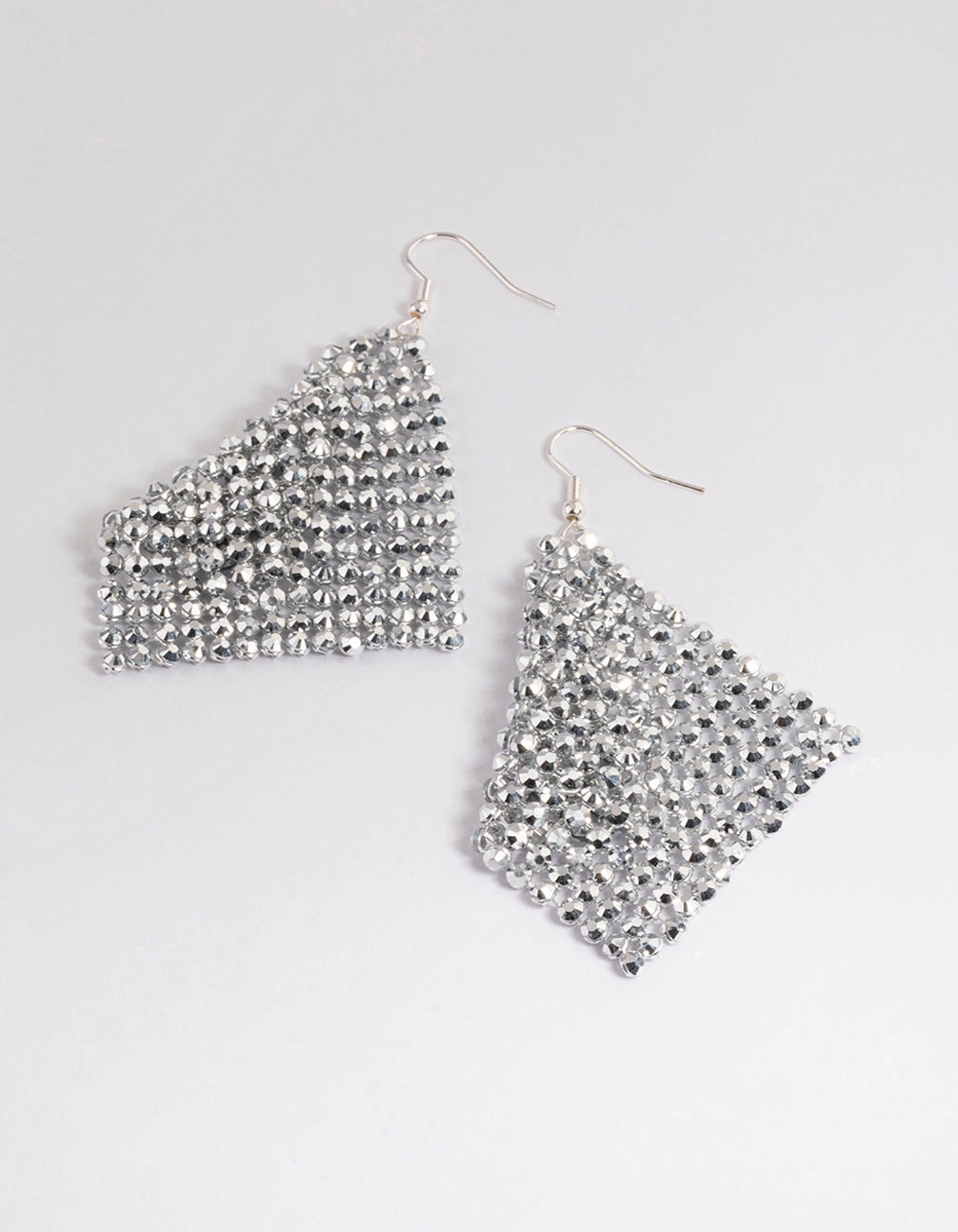 Triangular Trinket Daytime Trinket Silver Diamante Chainmail Drop Earrings