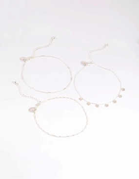 Ceaseless Sight Eye-Catching Trend Silver Disc Chain Anklets