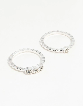 Silver Dotted Ring Stack Artisan Expression