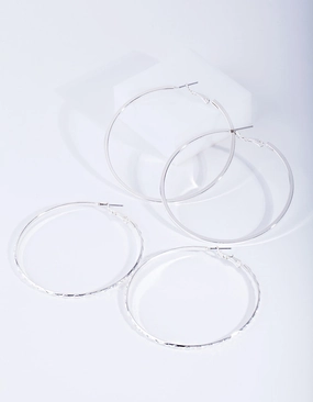 Festive Decoration Elegant Look Silver Fine Hoop Earring Pack