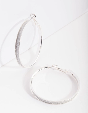 Silver Glitter Inset Hoop Earrings Secure Product
