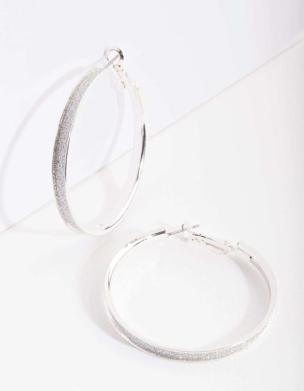Silver Glitter Inset Hoop Earrings Secure Product