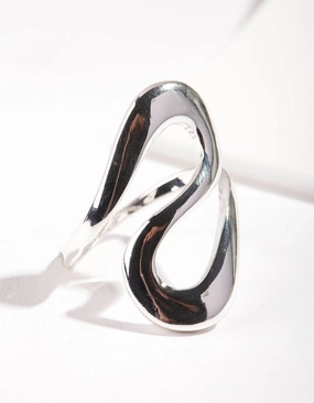 Silver Metal Swirl Ring Luxury Spark Ornate Piece