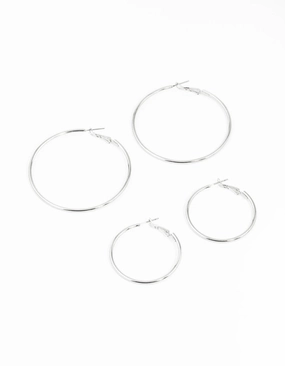 Cute Trinket Silver Mixed Hoop Earring Pack