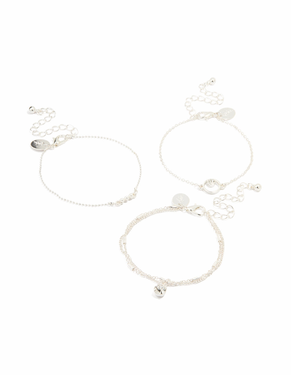 Starry Look Silver Pearl & Diamante Bracelets 3-Pack