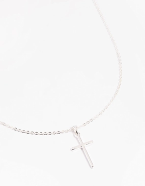 Anniversary Detail Silver Plated 45cm Cross Necklace