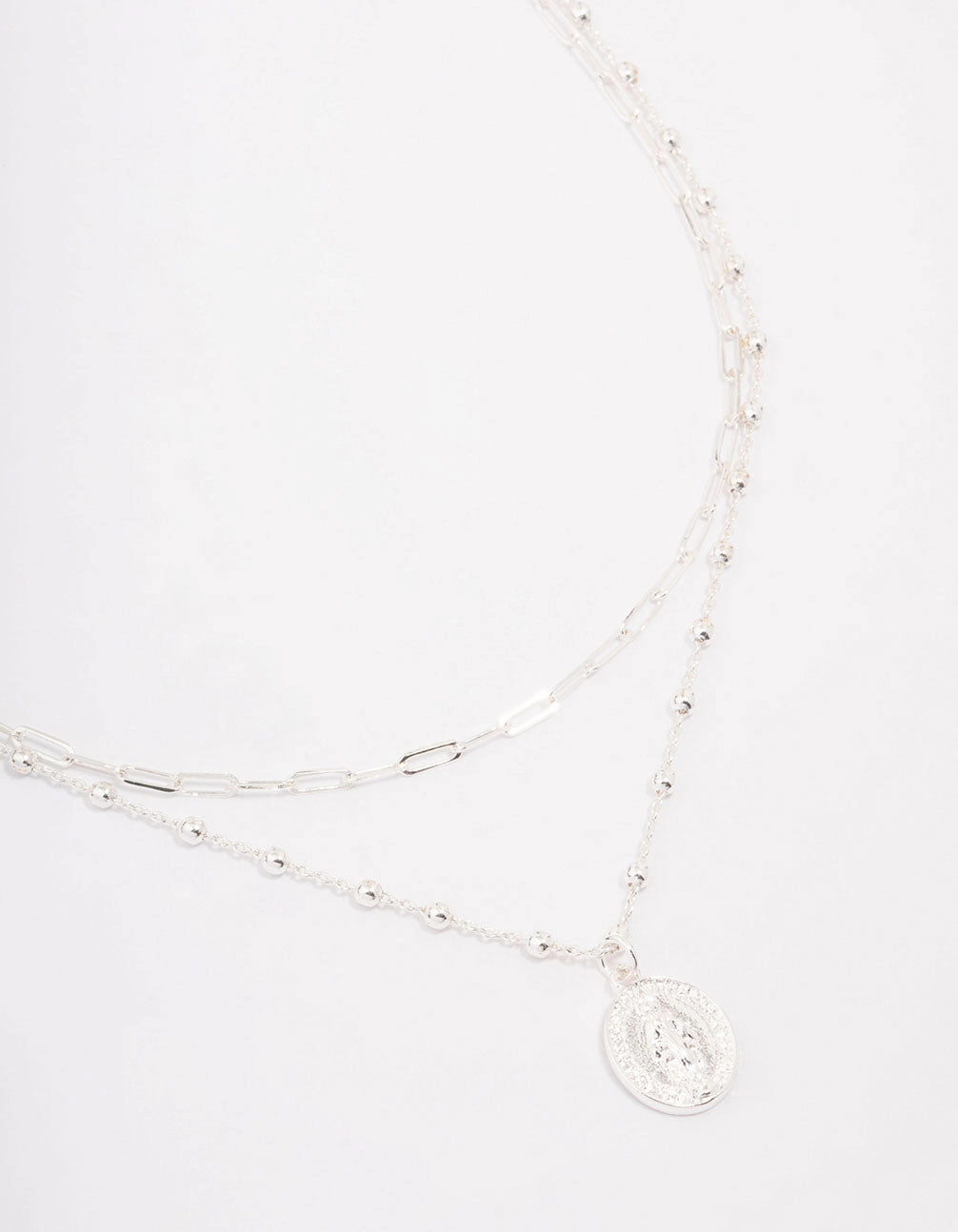 Silver Plated Coin Station Layered Necklace Anniversary Joy