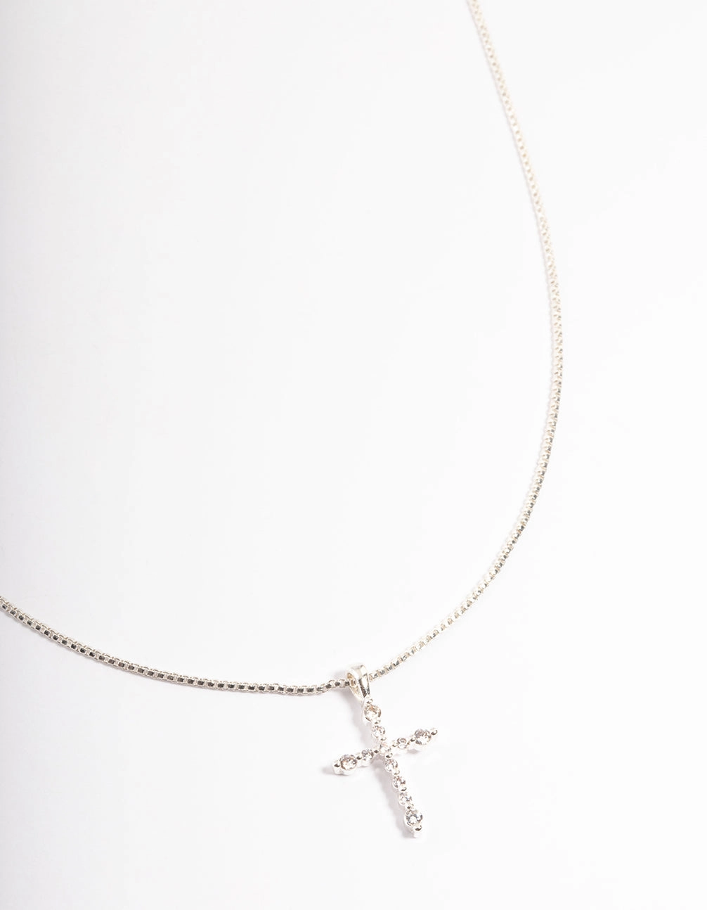 Silver Plated Cross Box Chain Necklace Beach Adornment