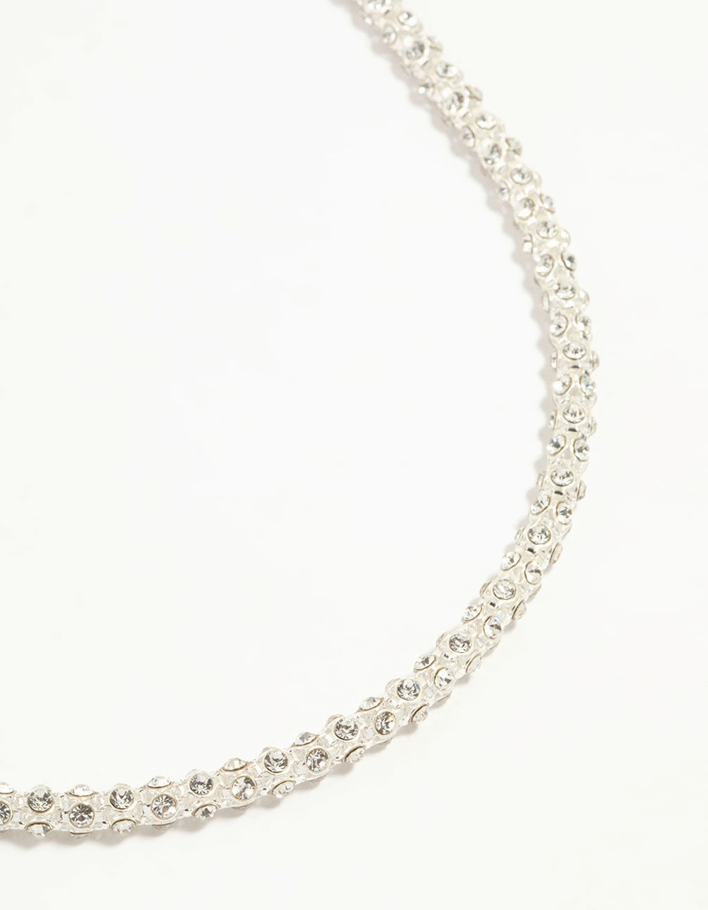 Silver Plated Diamante Fireball Chain Necklace Unique Accent Celebrity Adornment