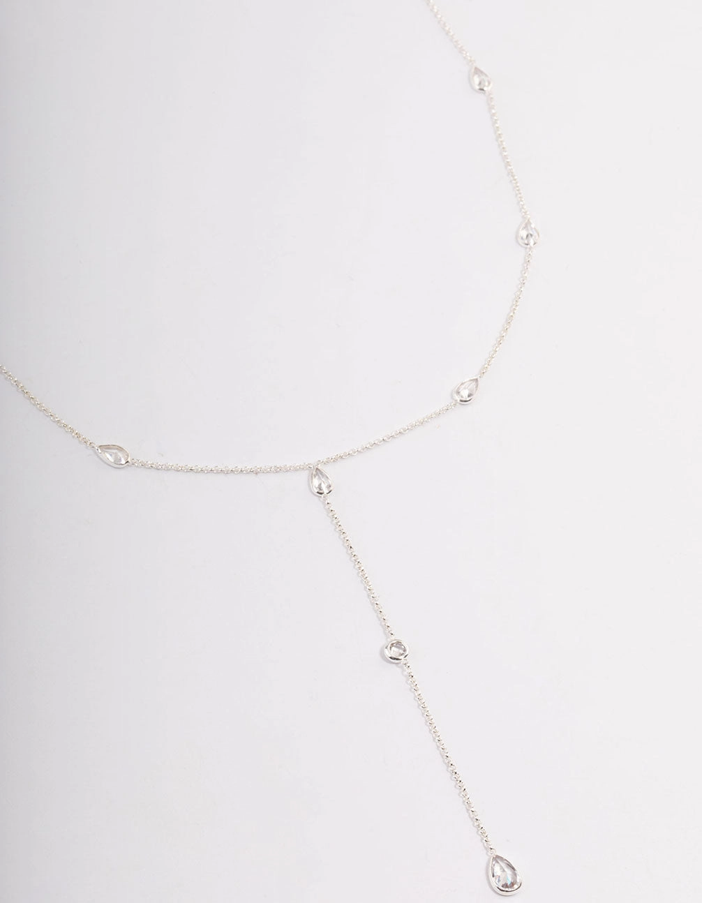 Silver Plated Diamante Lariat Y-Necklace Everyday Highlight Caring Present